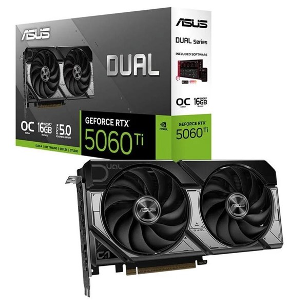 ASUS 16GB DUAL RTX5060TI-O16G GDDR7 128bit HDMI DP PCIe 5.0 ikinci görünüm