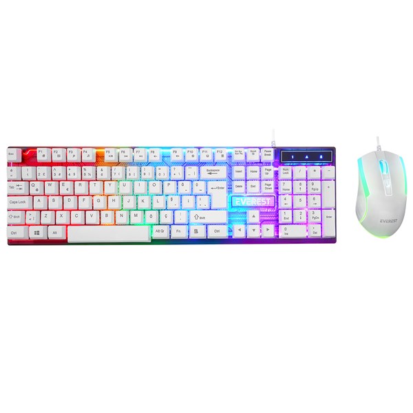 EVEREST KM-198 Kablolu USB Q Trk Beyaz Gaming Klavye - Mouse Set ikinci görünüm
