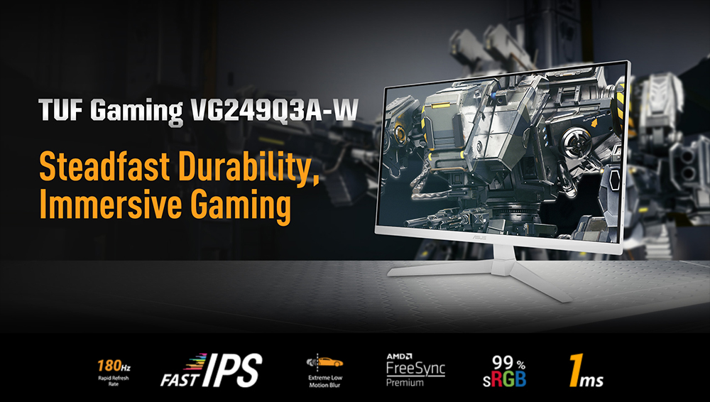 ASUS 23.8" IPS TUF GAMING VG249Q3A-W 1MS 180Hz HDMI-DP Gaming Monitör (1920 X 1080) Beyaz