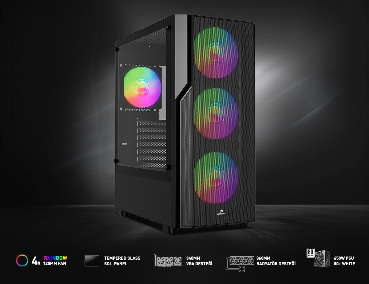 GAMEBOOSTER 650W 80+ WHITE CRUX E650B Gaming Mid-Tower PC Kasası
