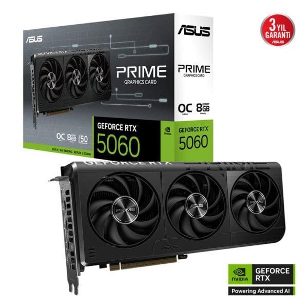 ASUS 8GB PRIME RTX5060-O8G GDDR7 128bit HDMI DP PCIe 5.0 ikinci görünüm
