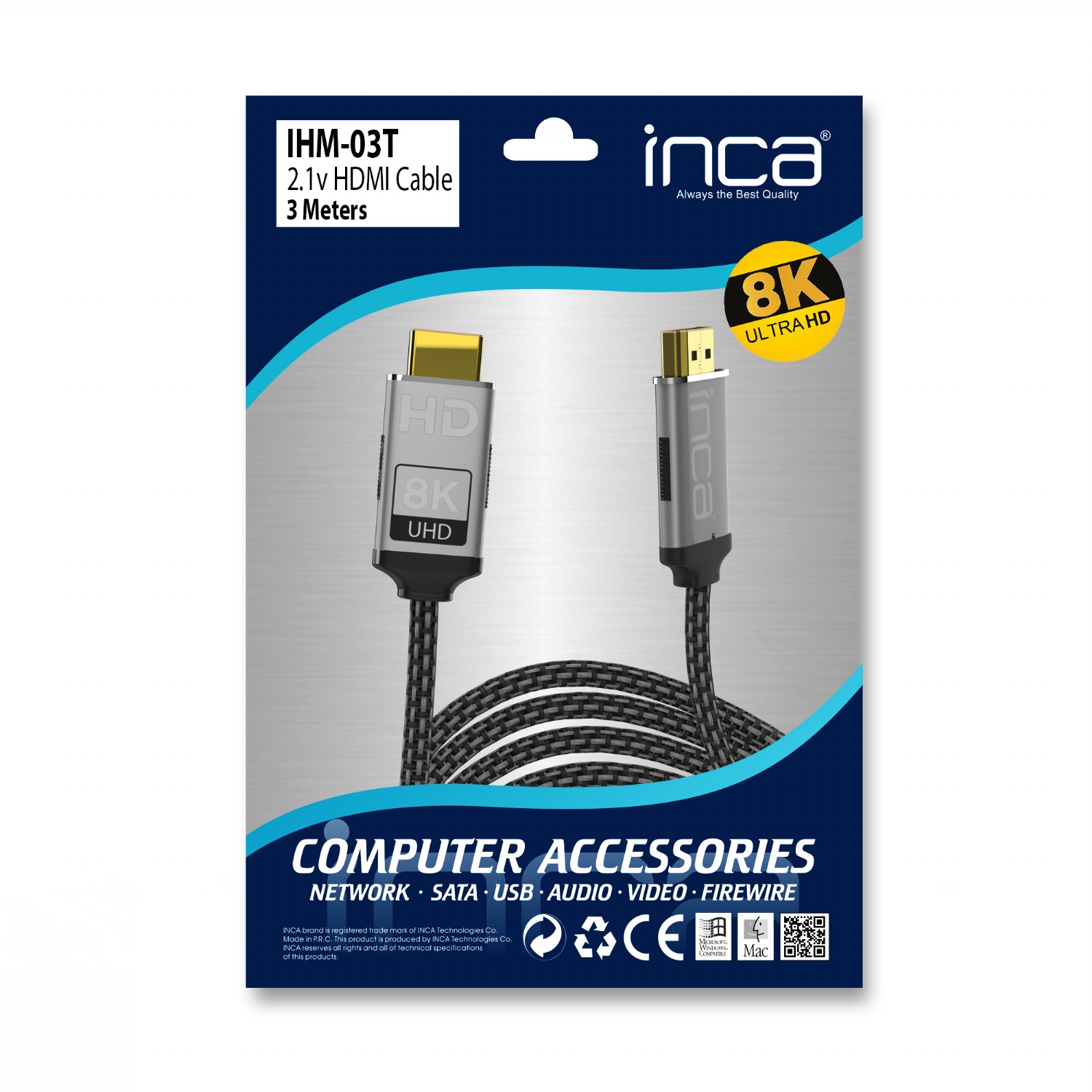 INCA 3metre IHM-3T HDMI Kablo 2.1v 8K ikinci görünüm