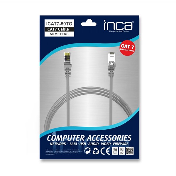 INCA 50metre CAT7 S/FTP ICAT7-50TG Gri Patch Kablo