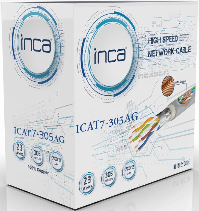 INCA 305metre CAT7 S-FTP 23AWG Saf Bakır LSZH Kablo ICAT7-305AG ikinci görünüm