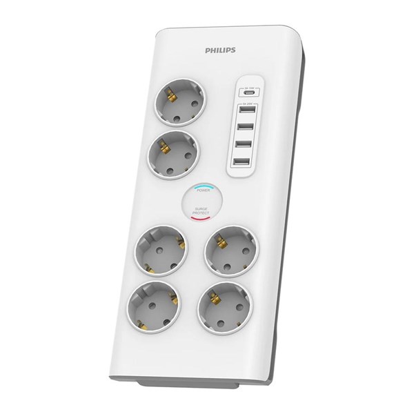 PHILIPS 6-lı SPN7060WA/62 900 Joules Akım Koruma Prizi Beyaz 4-USB/1-TYPEC ikinci görünüm