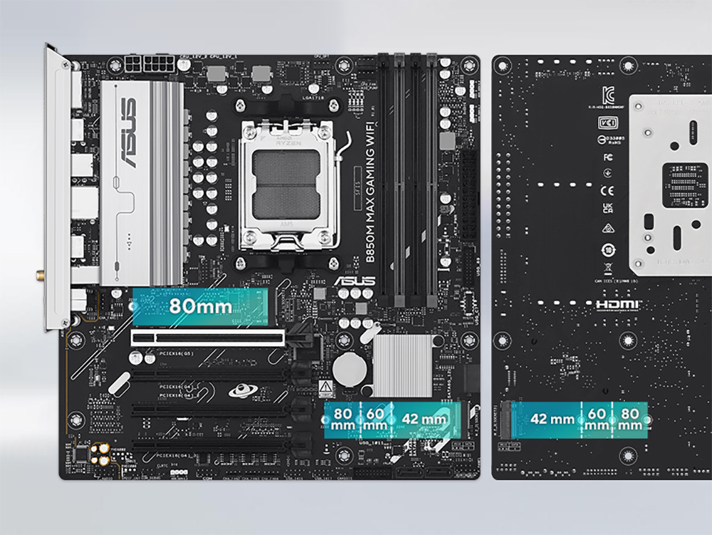 ASUS B850M MAX GAMING WIFI6 DDR5 HDMI DP PCIE 5.0 AM5 mATX