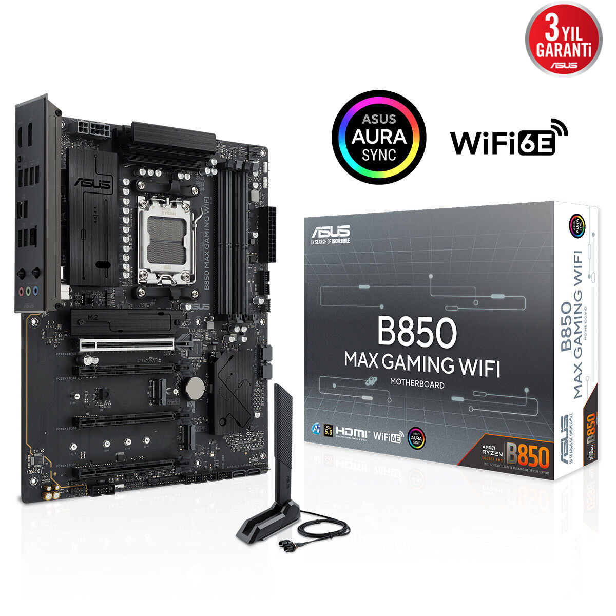 ASUS B850M MAX GAMING WIFI6 DDR5 HDMI DP PCIE 5.0 AM5 mATX