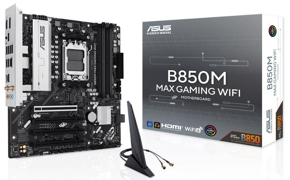 ASUS B850M MAX GAMING WIFI6 DDR5 HDMI DP PCIE 5.0 AM5 mATX