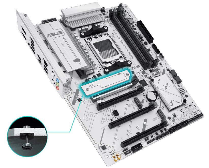 ASUS B650E MAX GAMING WIFI6E W DDR5 HDMI DP PCIE 5.0 AM5 ATX BEYAZ