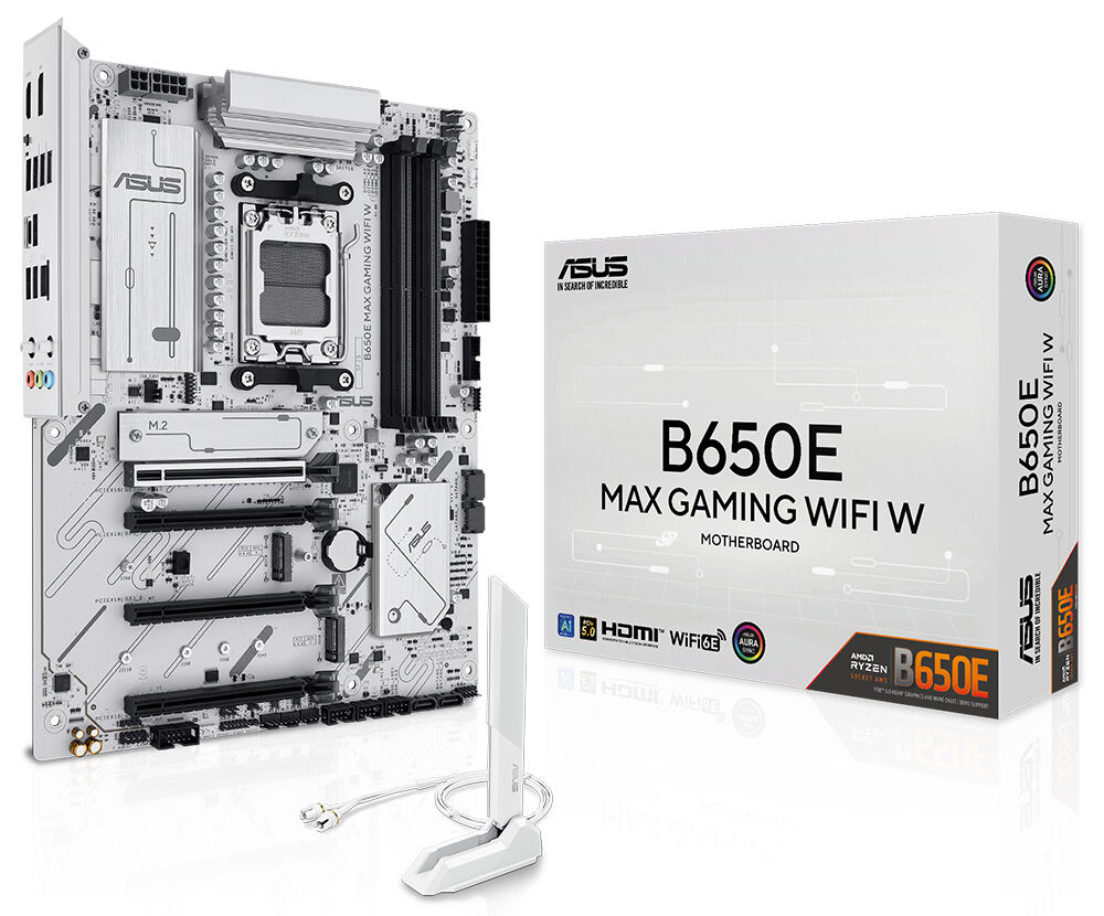 ASUS B650E MAX GAMING WIFI6E W DDR5 HDMI DP PCIE 5.0 AM5 ATX BEYAZ