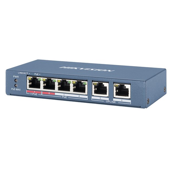 HIKVISION 4port PoE 65w 2-Uplink 10/100 Yönetilemez Switch Metal DS-3E0106HP-E ikinci görünüm