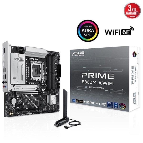 ASUS PRIME B860M-A WIFI6E DDR5 HDMI DP PCIE 5.0 1851p mATX ikinci görünüm