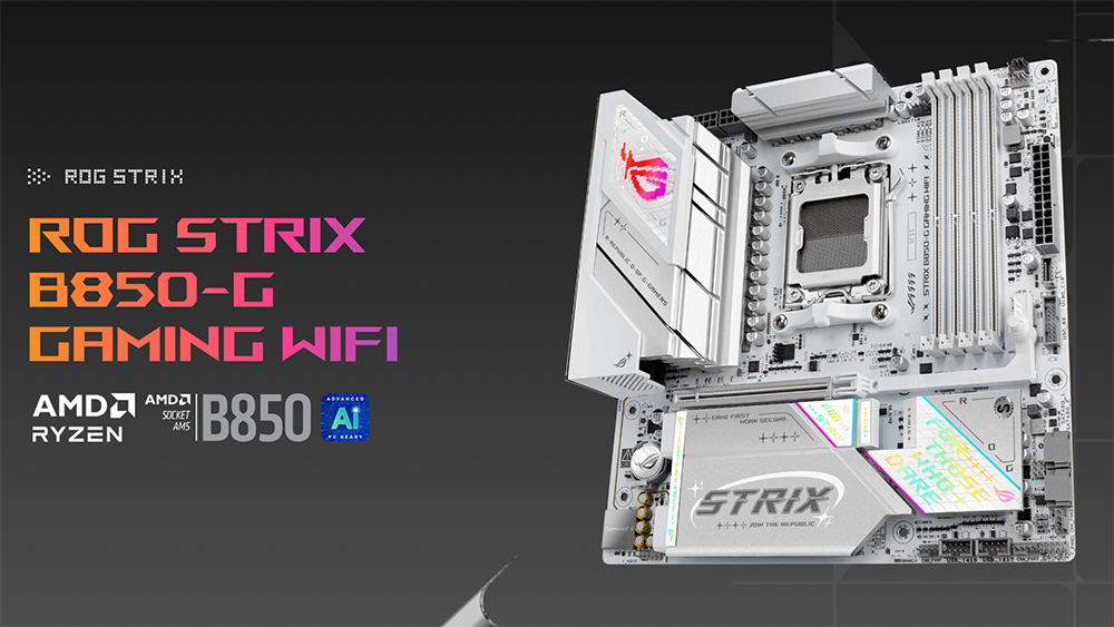 ASUS ROG STRIX B850-G GAMING WIFI7 DDR5 HDMI DP PCIE 5.0 AM5 mATX BEYAZ