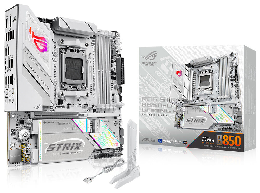ASUS ROG STRIX B850-G GAMING WIFI7 DDR5 HDMI DP PCIE 5.0 AM5 mATX BEYAZ ikinci görünüm