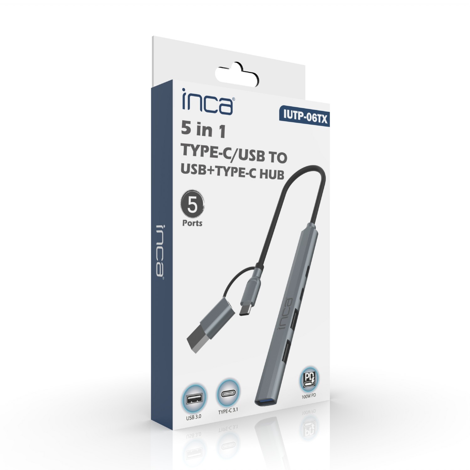 INCA IUTP-06T 5port USB 3.0 TYPEC Çoklayıcı Hub ikinci görünüm