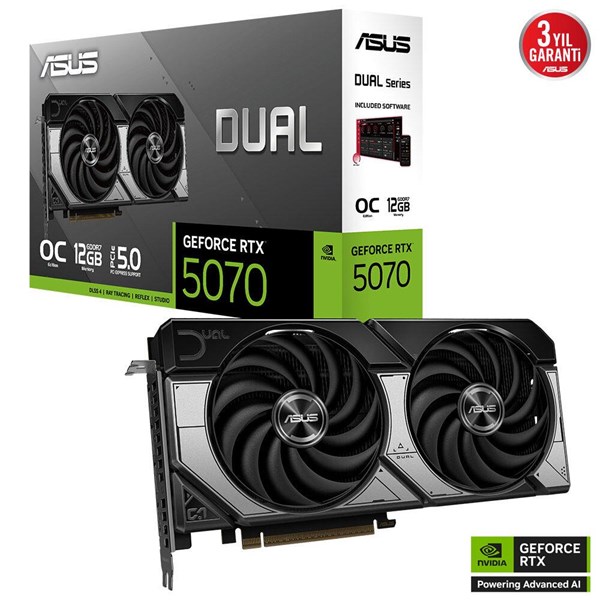 ASUS RTX5070 12GB DUAL-RTX5070-O12G GDDR7 192bit HDMI DP PCIe 5.0 ikinci görünüm