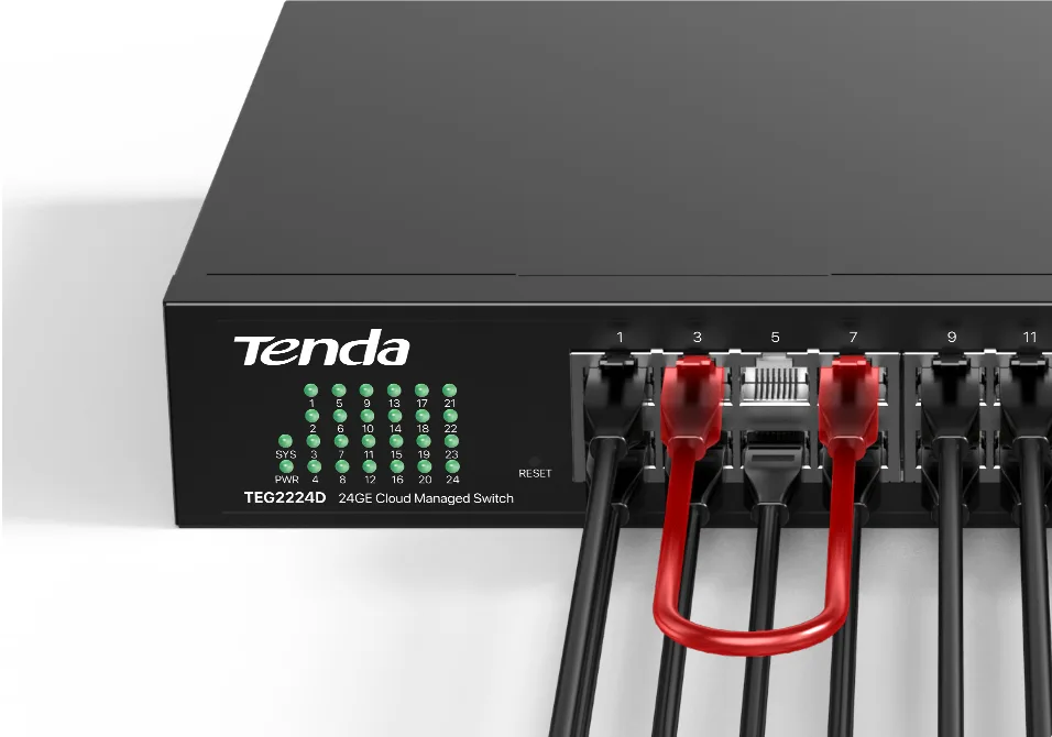 TENDA 16port PoE 250w 2-SFP Gigabit Cloud Yönetilebilir Switch TEG2220P-16-250W