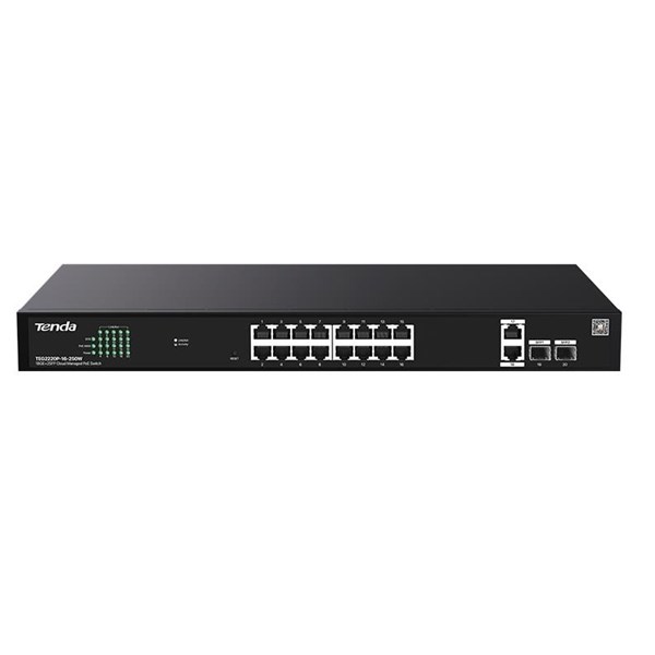 TENDA 16port PoE 250w 2-SFP Gigabit Cloud Yönetilebilir Switch TEG2220P-16-250W ikinci görünüm
