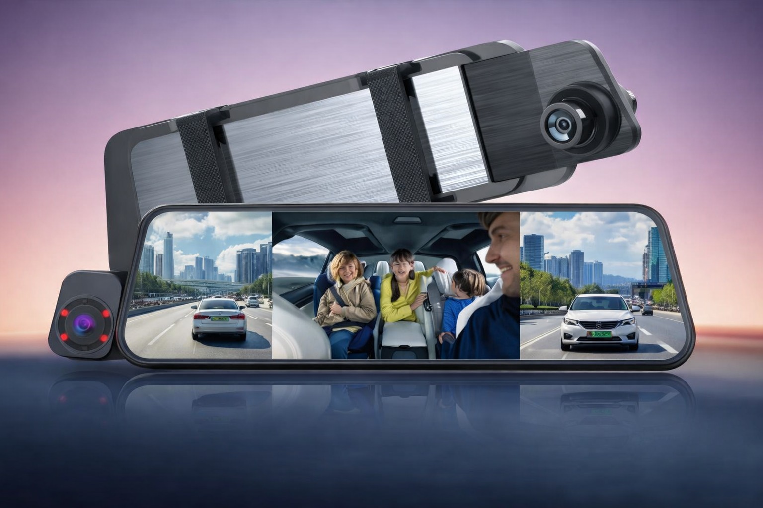 TWOGO GO-İC1PLUS 9,66 " IPS·Wide Angle İki Kameralı Araç İçi Kamera (İK11L)