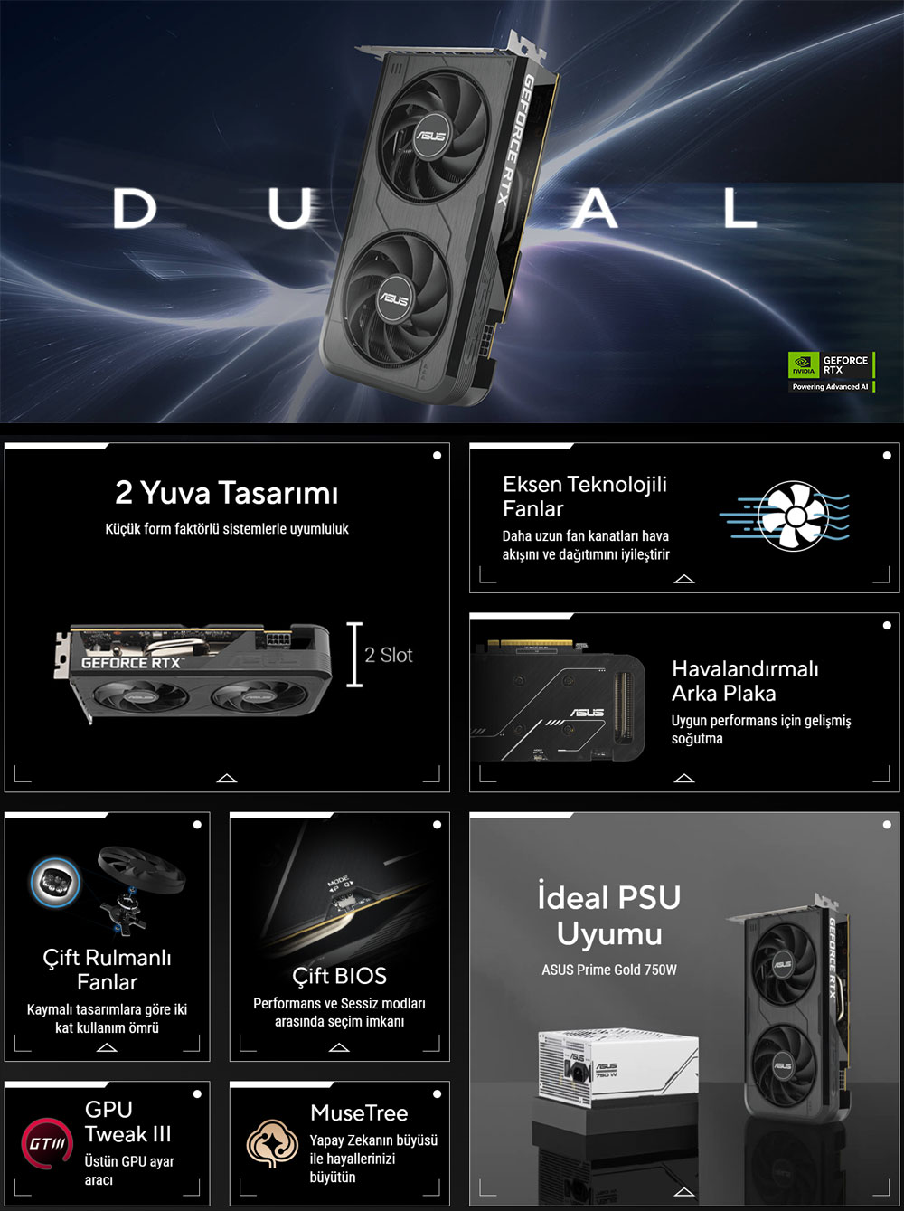 ASUS 8GB DUAL RTX5050-O8G GDDR6 128bit HDMI DP PCIe 5.0