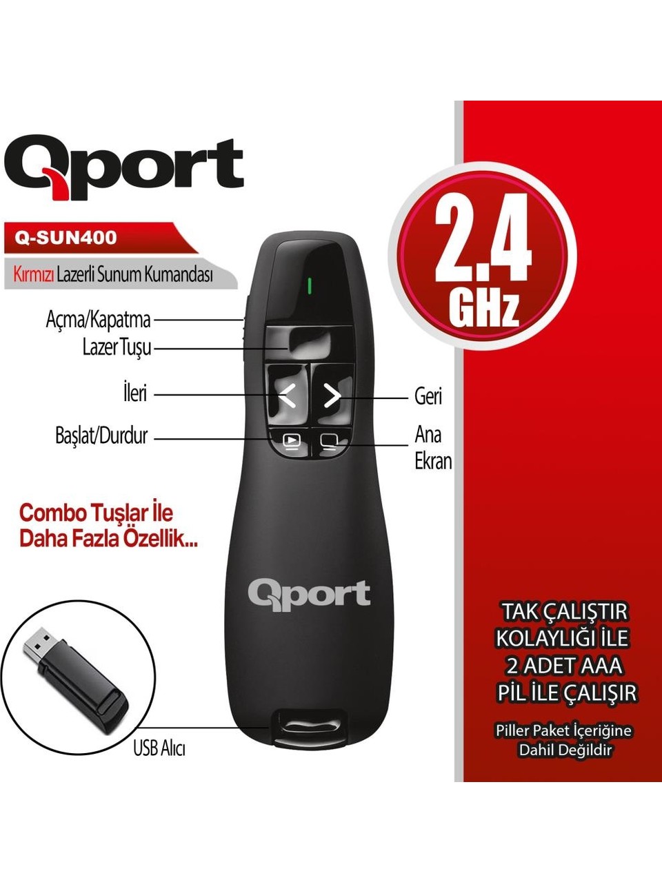 QPORT Q-SUN400 USB Lazer Sunum Kumandası