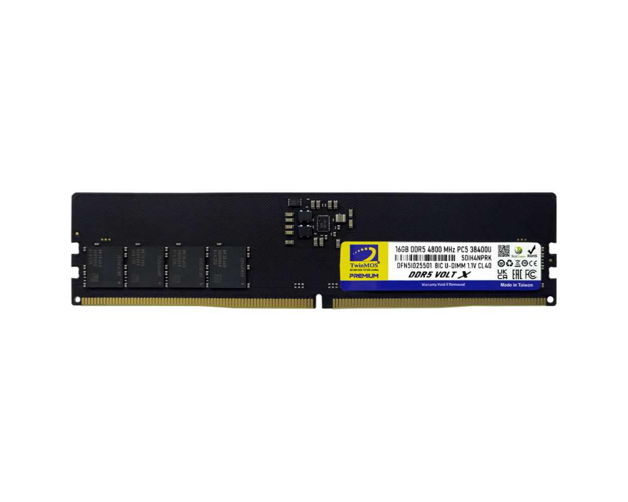TWINMOS 16GB DDR5 4800MHZ CL40 PC RAM VALUE TMD516GB4800U40