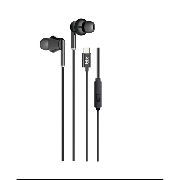 BIX HF01C-BK Type-C Siyah 14MM EXTRA BASS KULAKİÇİ Mikrofonlu Kulaklık