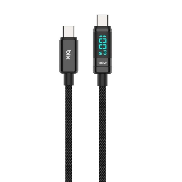 BIX 1metre BX09CC-BK 100w Dijital Ekranlı Şarj Kablosu Siyah ikinci görünüm