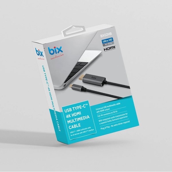 BIX 1.8metre BX02HB PRO TypeC-HDMI Dönüştürücü Kablo ikinci görünüm