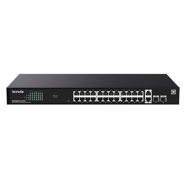TENDA 24port PoE 410w 2-SFP Gigabit Yönetilemez Switch TEG2228P-24-410W ikinci görünüm