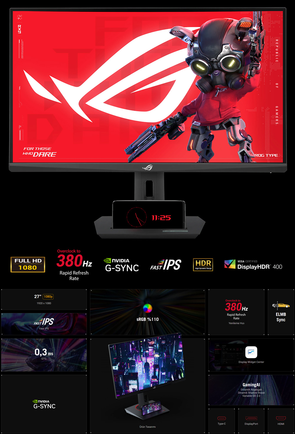 ASUS 27" FAST IPS ROG STRIX XG279CNS 1MS 380HZ HDMI-DP Gaming Monitör (1920 X 1080)