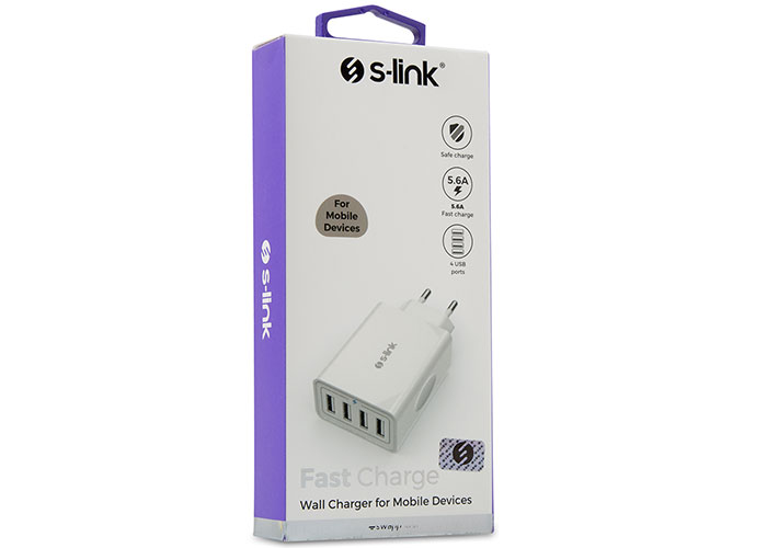 S-LINK Swapp SW-C8 4*USB 5V 5.6A Ev Şarj Adaptör ikinci görünüm