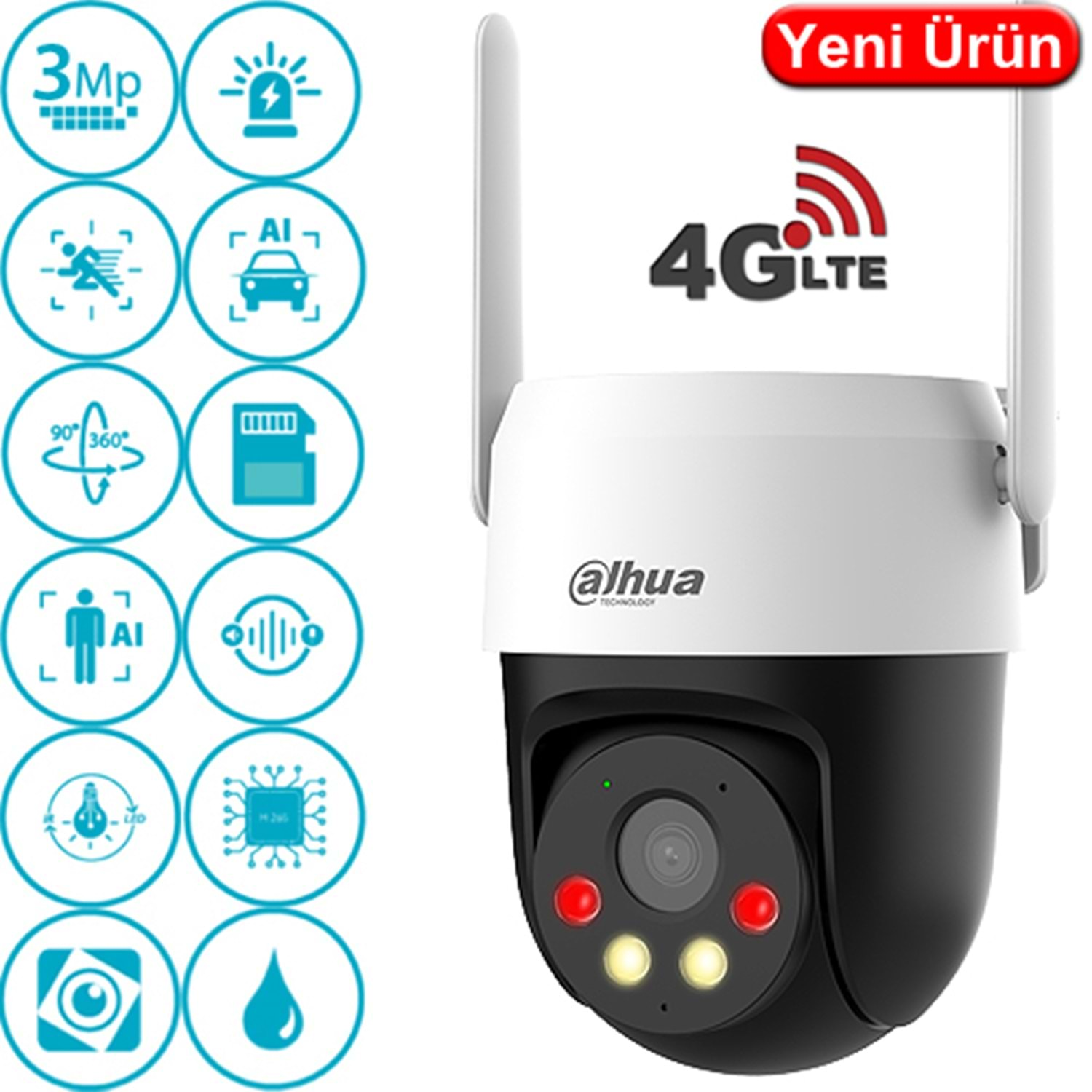 DAHUA 3MP PT Speed Dome 4mm Wıfı Kablosuz IP Kamera P3AE-PV-4G PT
