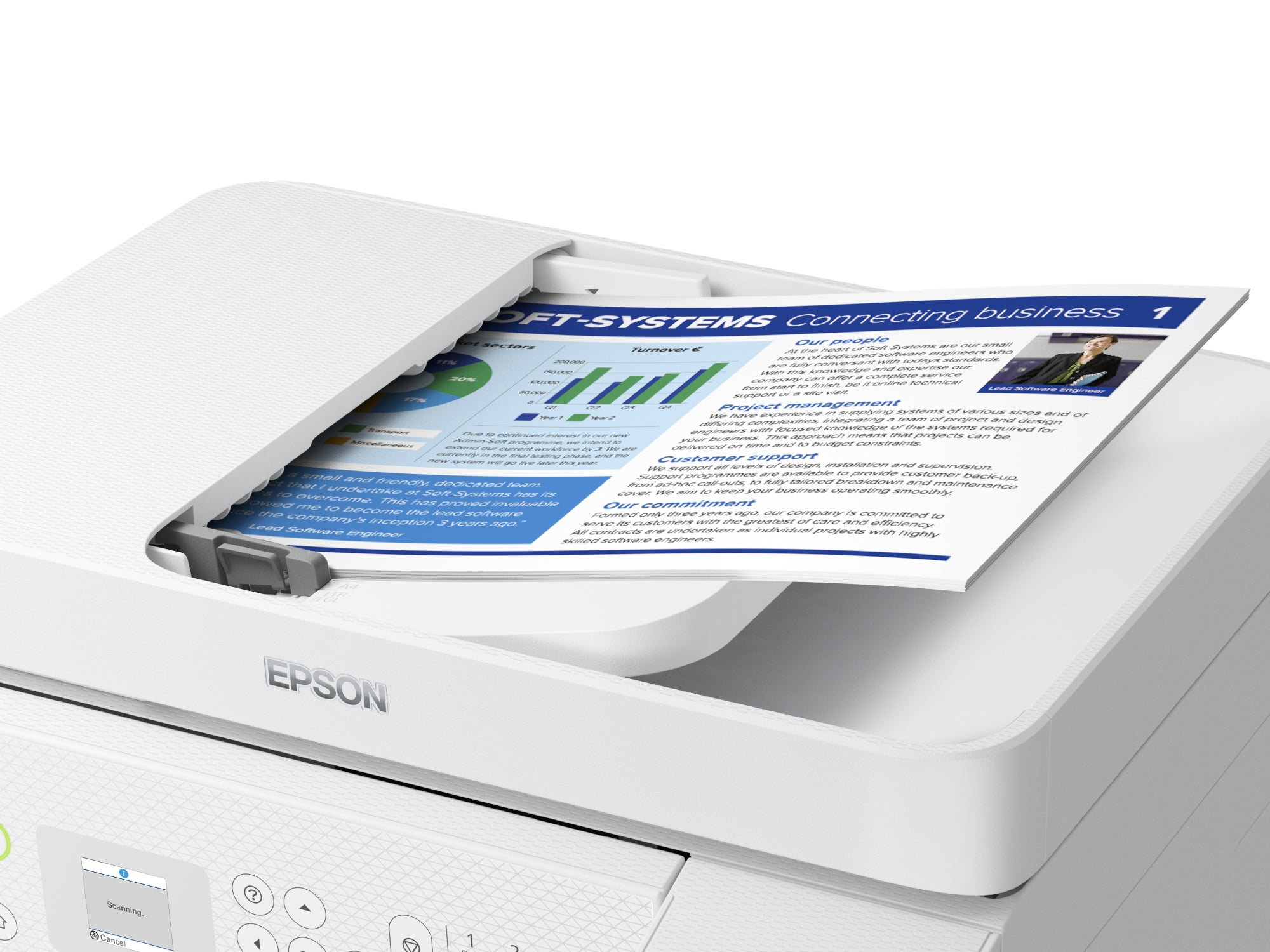 EPSON A4 Renkli L5296 Çok Fonksiyonlu Tanklı Yazıcı Fax USB 2.0,Ethernet,Kablosuz Beyaz