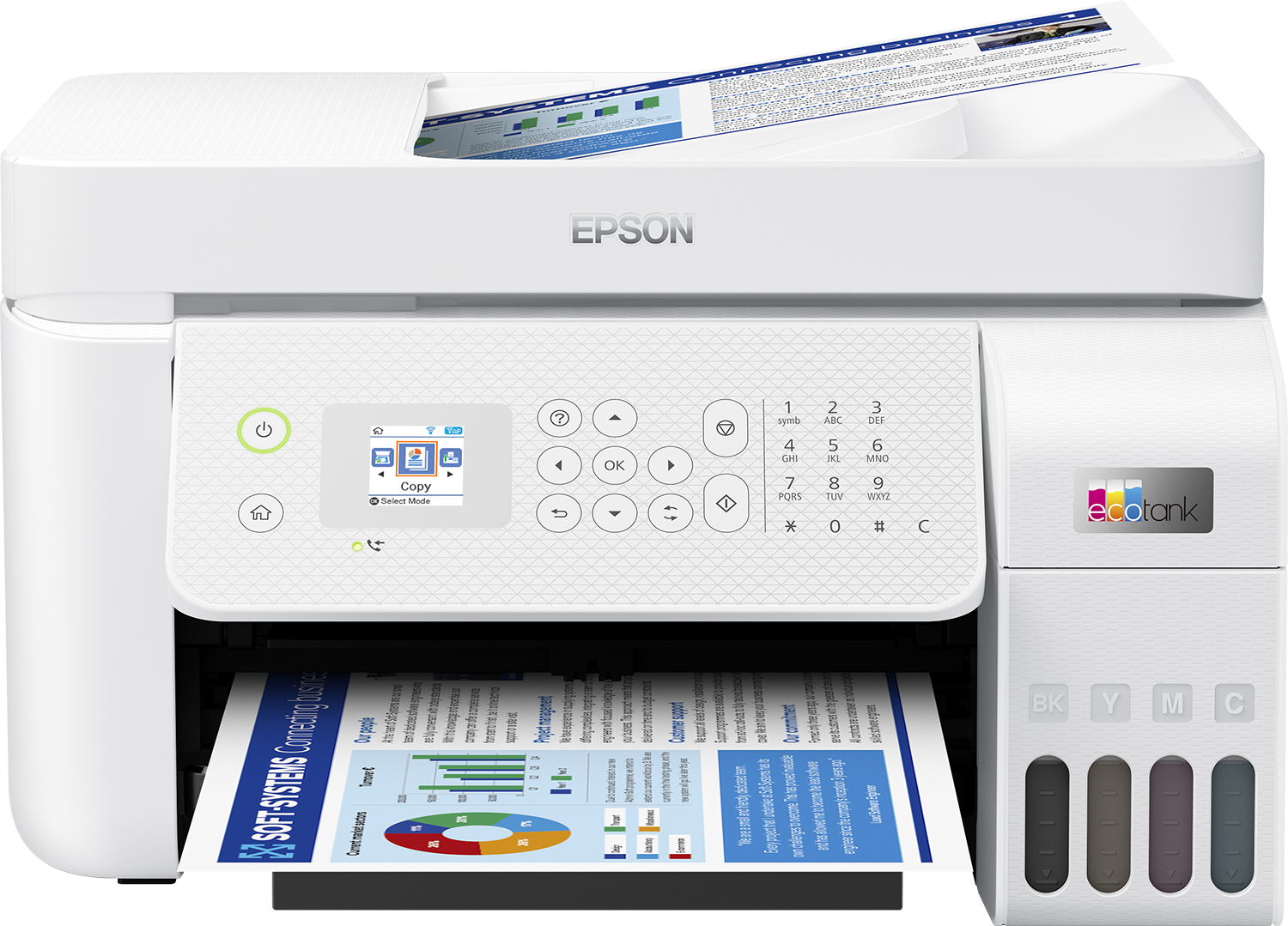 EPSON A4 Renkli L5296 Çok Fonksiyonlu Tanklı Yazıcı Fax USB 2.0,Ethernet,Kablosuz Beyaz ikinci görünüm