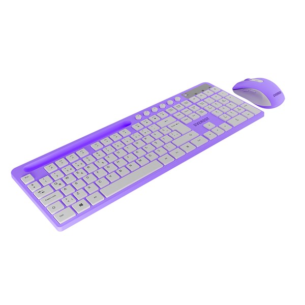 EVEREST KM-730 Kablosuz Q Trk Mor/Beyaz Klavye - Mouse Set