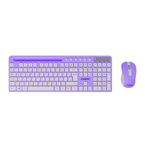 EVEREST KM-730 Kablosuz Q Trk Mor/Beyaz Klavye - Mouse Set ikinci görünüm