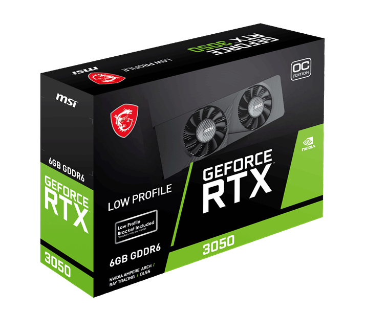 MSI 6GB RTX3050 LP E 6G OC GDDR6 96bit HDMI DP PCIe 4.0 Low Profile ikinci görünüm
