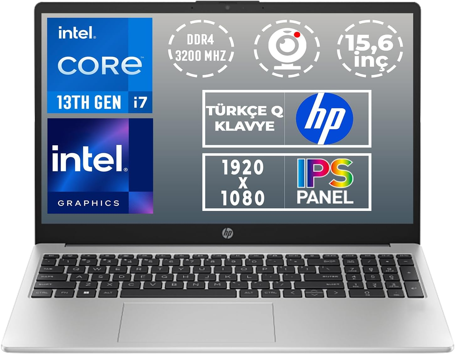 HP 15.6" CORE i7 1355U 16GB DDR4 RAM- 512GB M2 NVME- O/B UHD FDOS / 250 G10 B2PH1ES