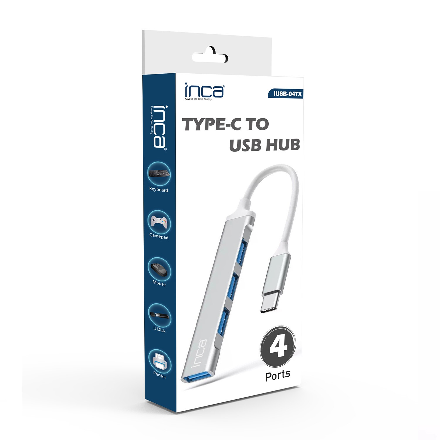 INCA TY-C HUBX4 IUSB-04T 4port Type-C & USB 3.0 USB Çoklayıcı Hub ikinci görünüm