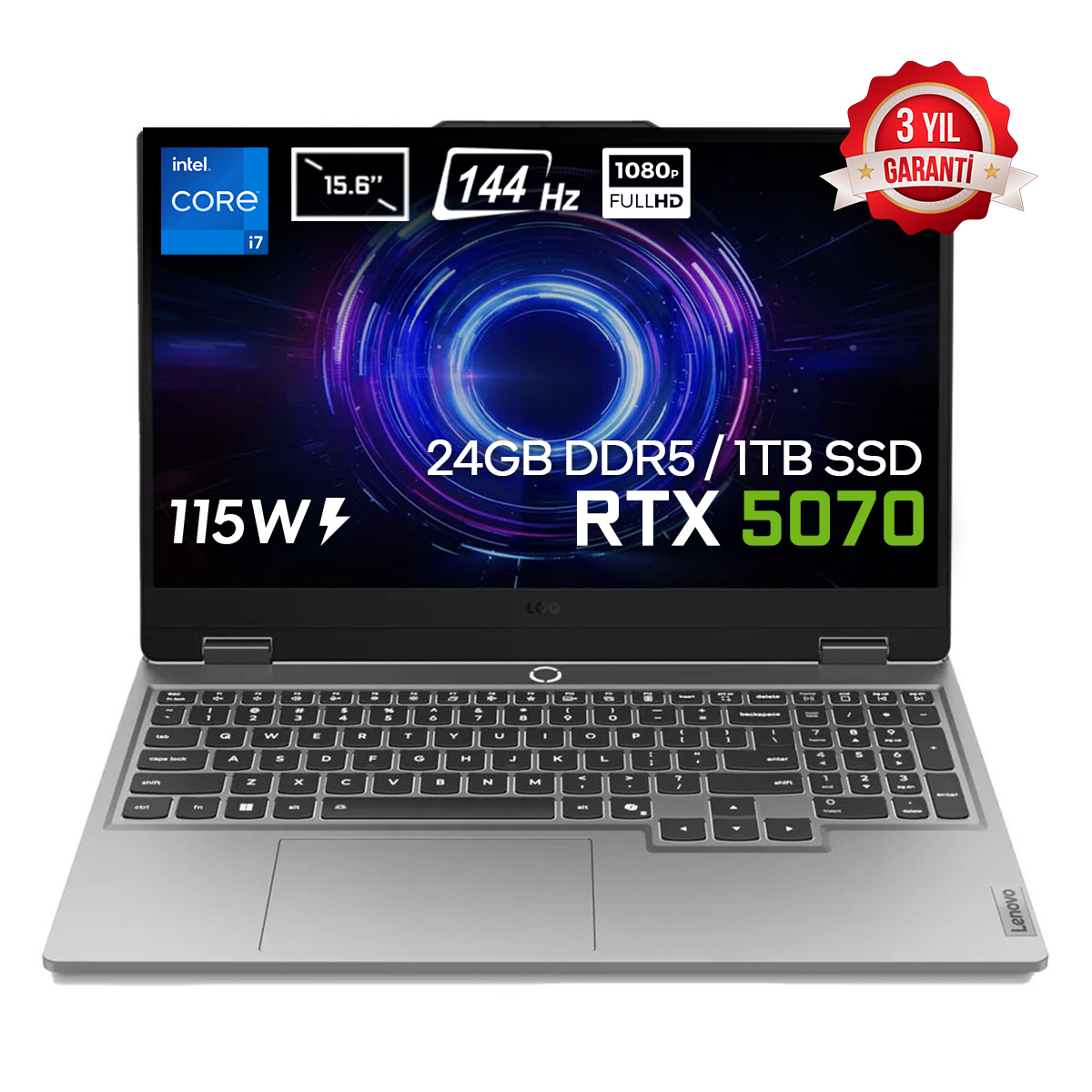 LENOVO 15.6" CORE i7 13650HX 24GB DDR5 RAM- 1TB M2 NVME 8GB RTX5070 FDOS / LOQ 15IRX10 83JE00EWTR ikinci görünüm