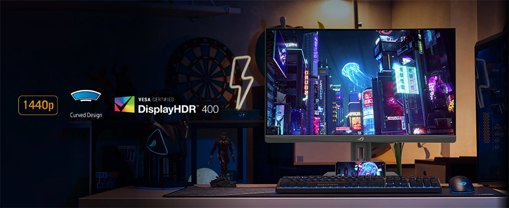 ASUS 27" FAST VA ROG STRIX XG27WCS 1MS 180Hz HDMI-DP-TYPE-C Kavisli Gaming Monitör (2560 X 1440)