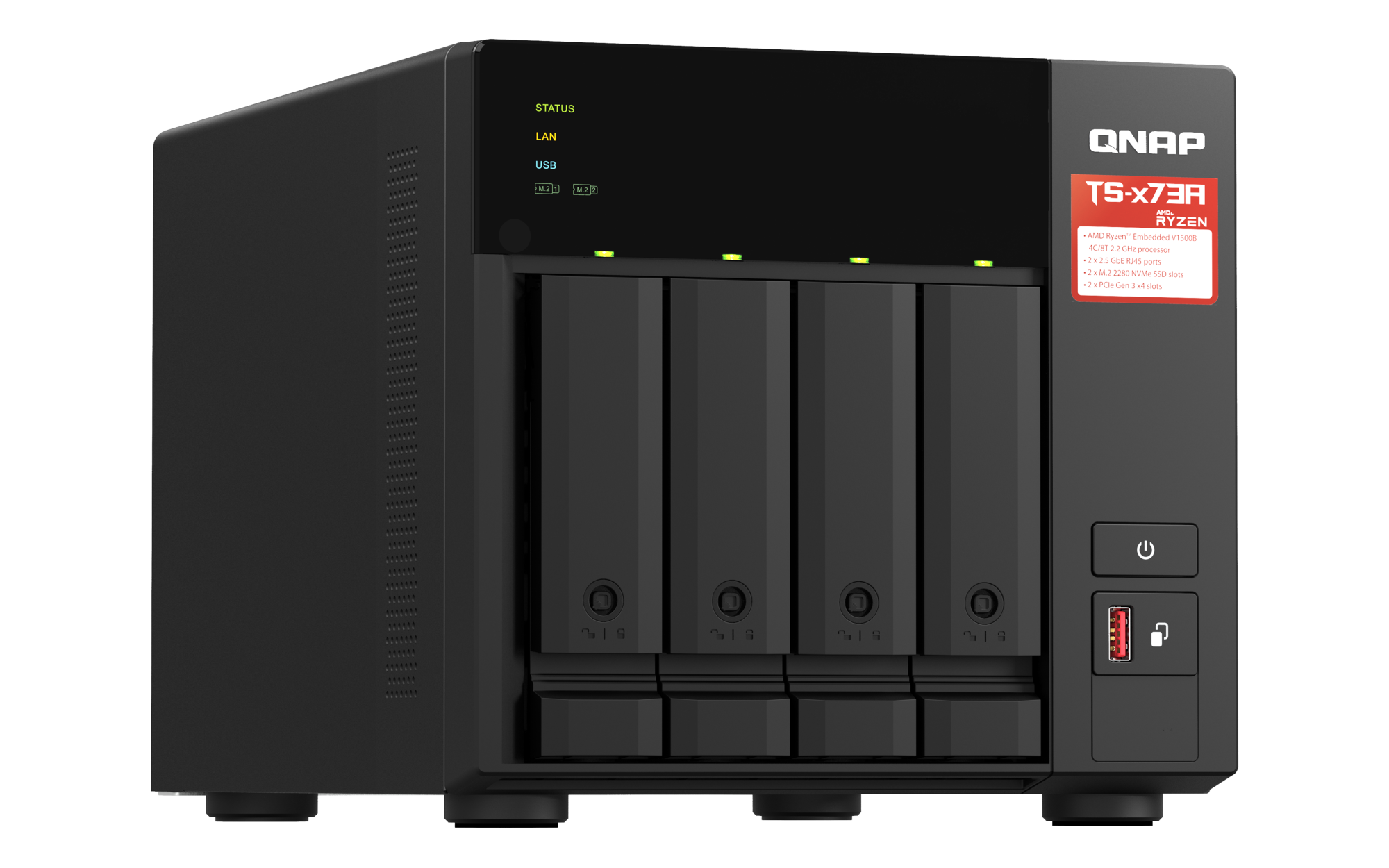 QNAP 4diskli Ryzen V1500B-8GB RAM-2-2.5GbE Nas Server TS-473A