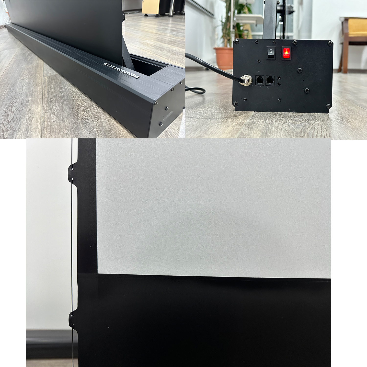 CODEGEN 212x123 cm Taşınabilir Portatif Elektrikli Pull Up Floor Screen Projeksiyon Perdesi PEX-200