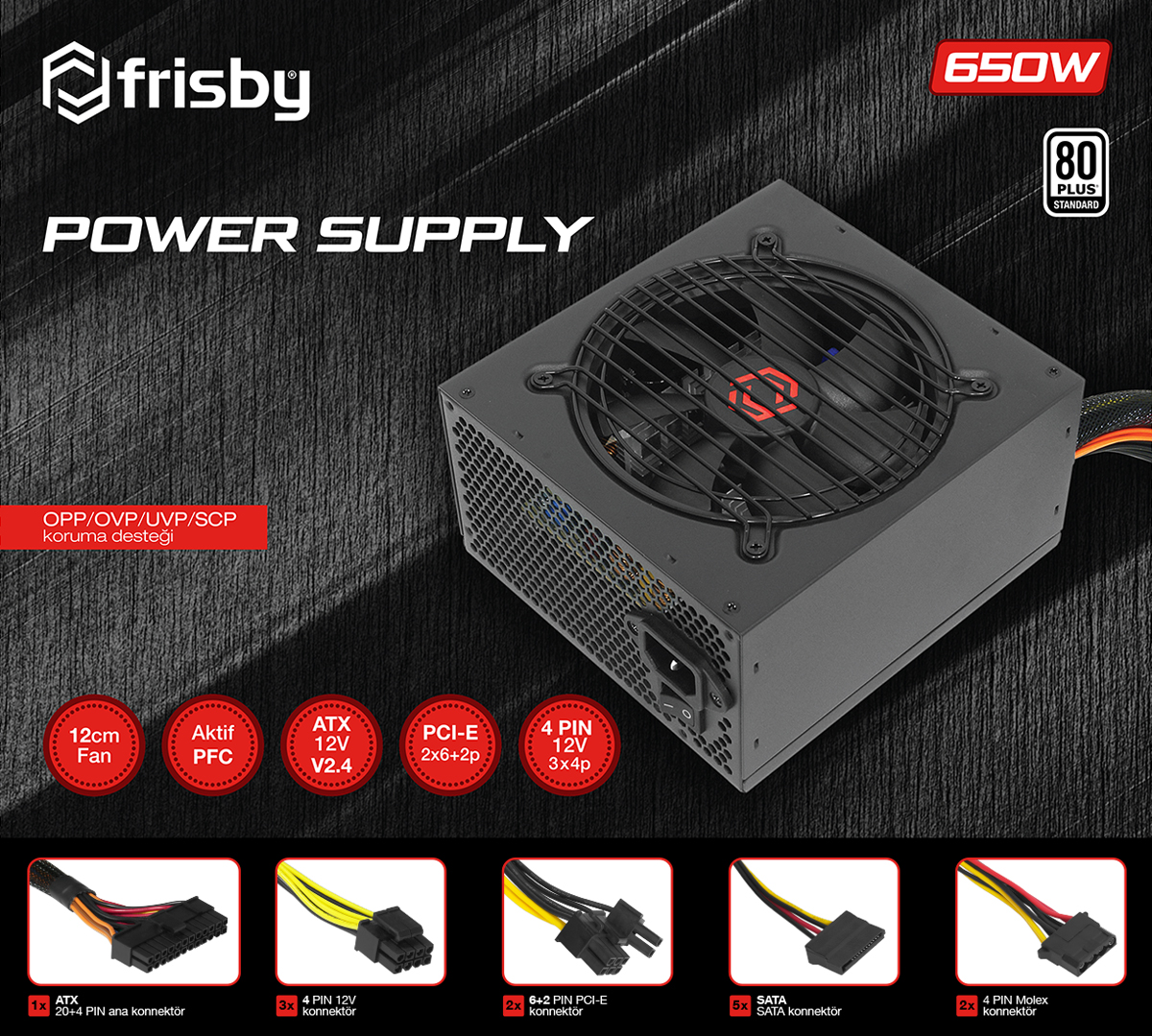 FRISBY 650W 80+ FR-PS6580P Power Supply