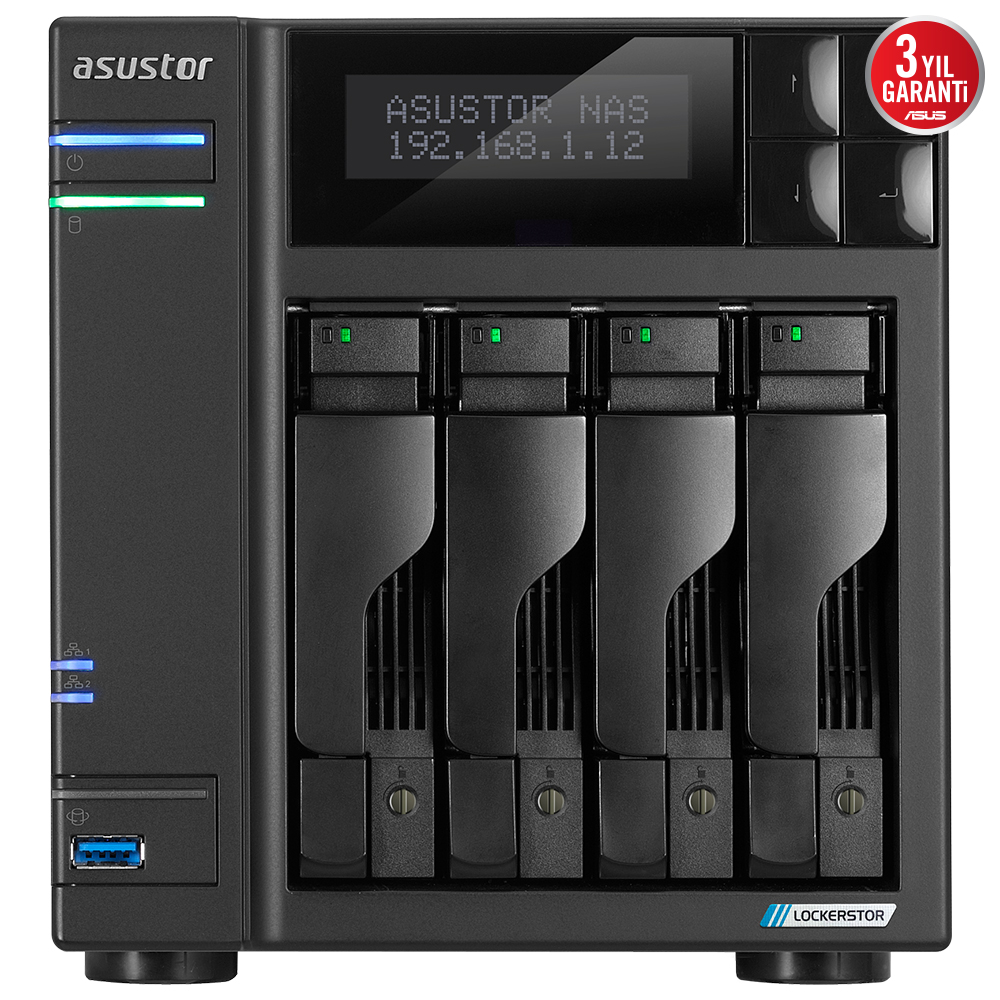 ASUSTOR 4diskli Celeron QC- 4GB RAM-2-2.5GbE Nas Server AS6704T ikinci görünüm