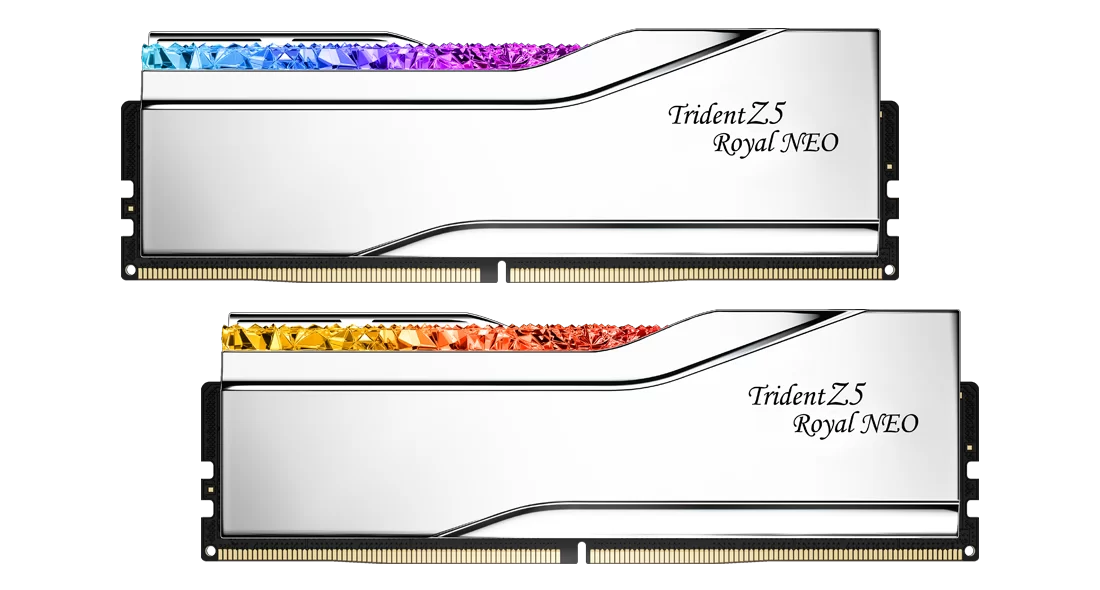 GSKILL 96GB (2X 48GB) DDR5 6000MHZ CL30 RGB DUAL KIT PC RAM TRIDENT Z5 NEO ROYAL SILVER F5-6000J3036F48GX2-TR5NS ikinci görünüm