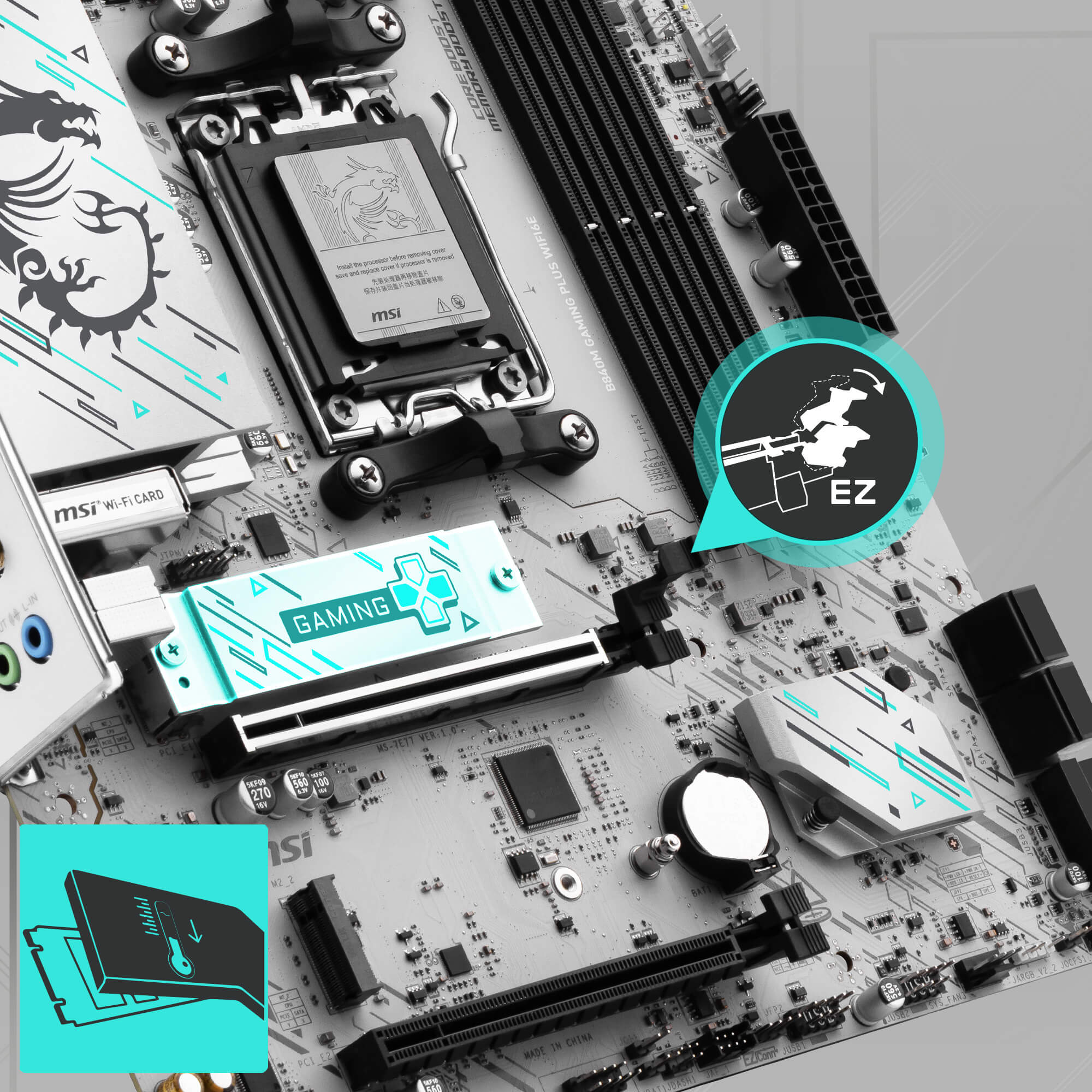 MSI B840M GAMING PLUS WIFI6E DDR5 HDMI PCIE 5.0 AM5 mATX