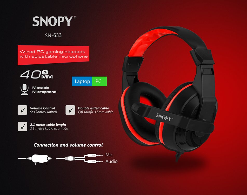 SNOPY X-BLOOM Stereo Siyah/Mavi Gaming Mikrofonlu Kulaklık SN-633