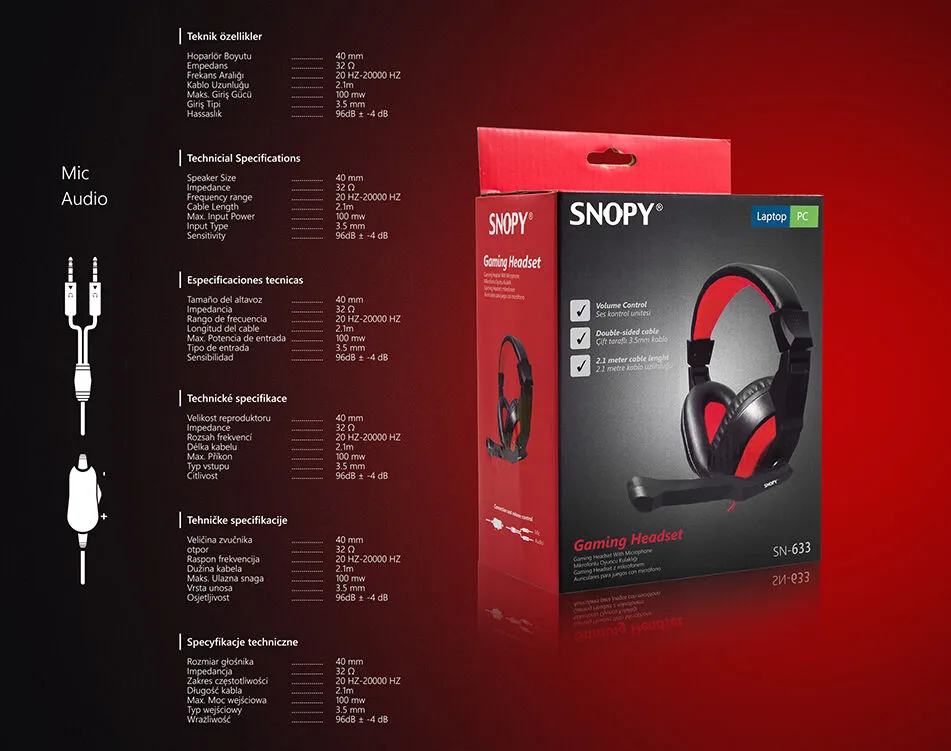 SNOPY X-BLOOM Stereo Siyah/Mavi Gaming Mikrofonlu Kulaklık SN-633